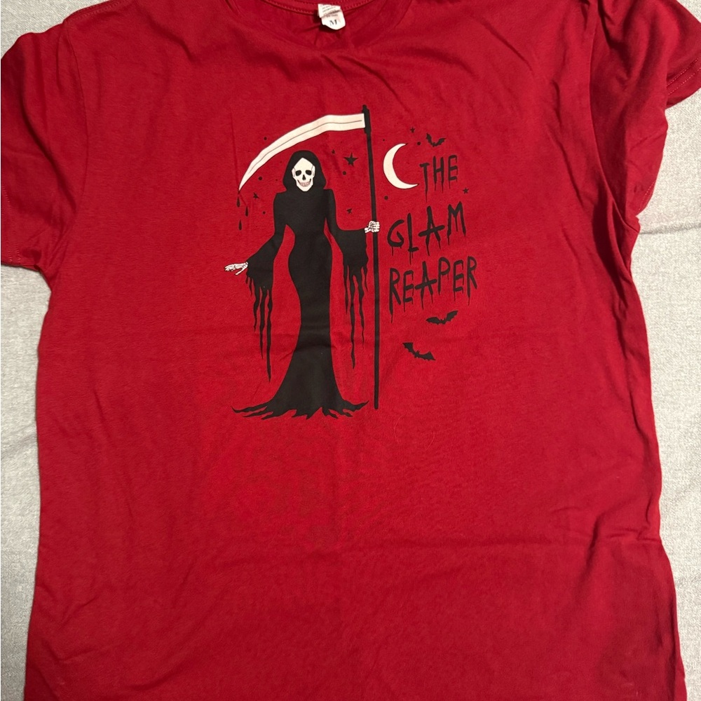 Red Glam Reaper Graphic T-Shirt
